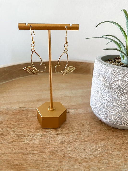Gold Butterfly Dangle Earrings