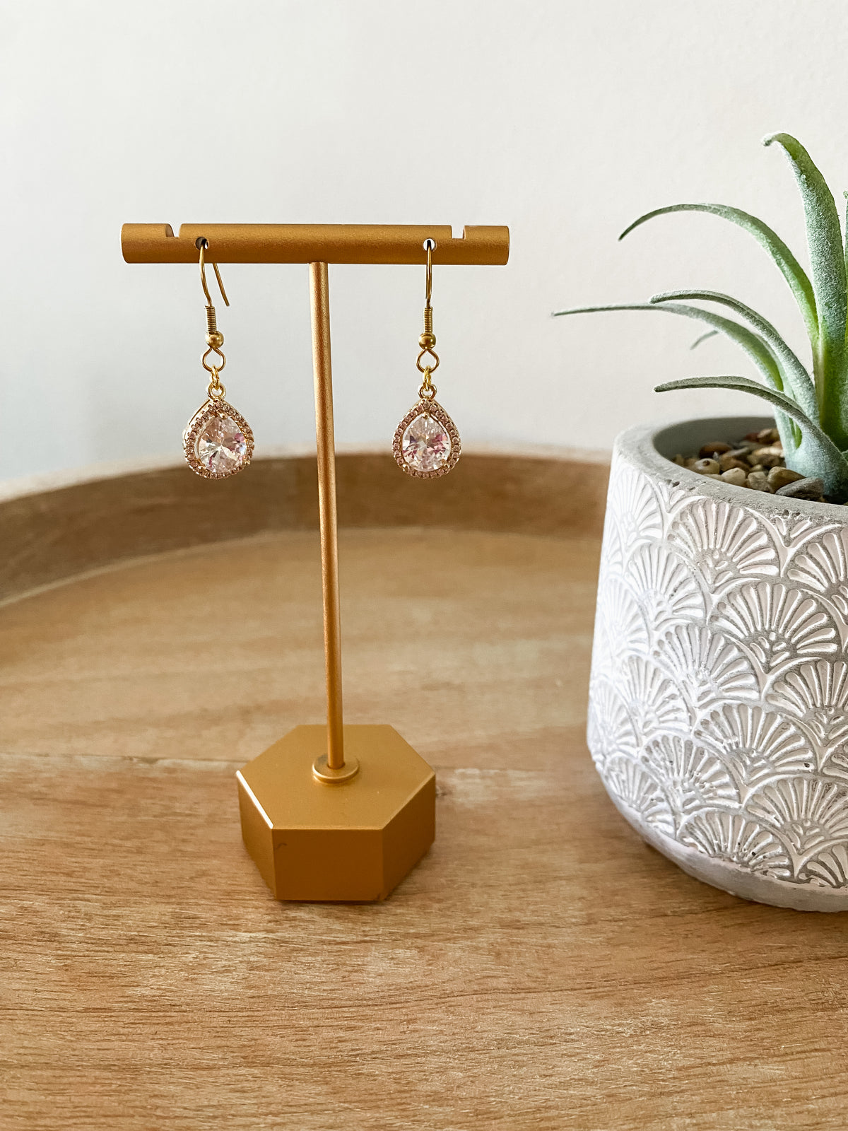 Cubic Zirconia Teardrop Dangle Earrings