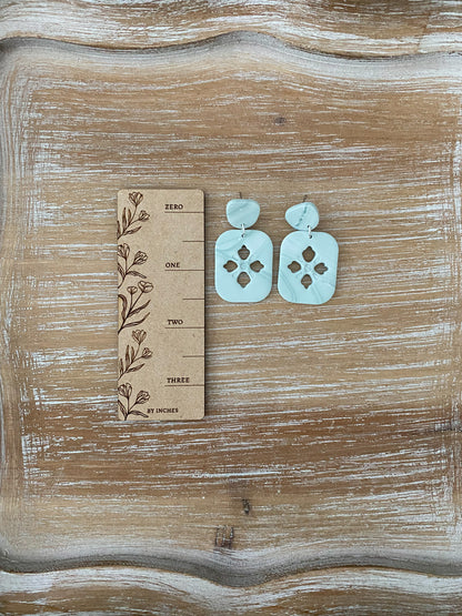 Rounded rectangle cut-out dangle earrings (multiple styles)