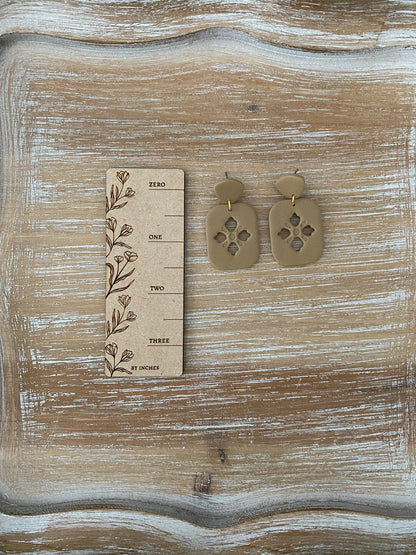 Rounded rectangle cut-out dangle earrings (multiple styles)