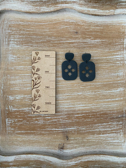 Rounded rectangle cut-out dangle earrings (multiple styles)