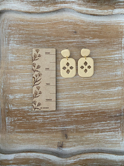 Rounded rectangle cut-out dangle earrings (multiple styles)