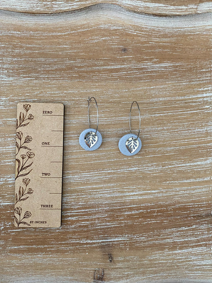 Silver Leaf Hoop Earrings
