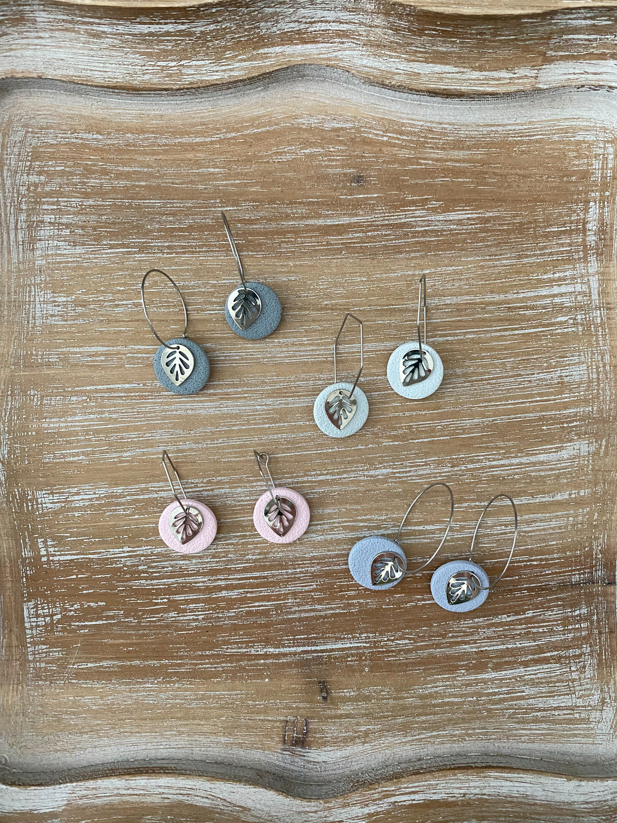 Silver Leaf Hoop Earrings