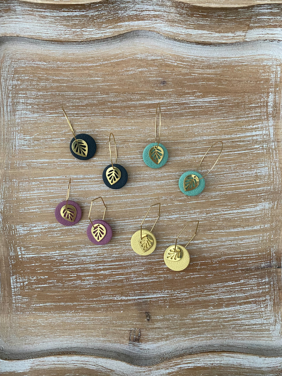 Gold Leaf Hoop Earrings