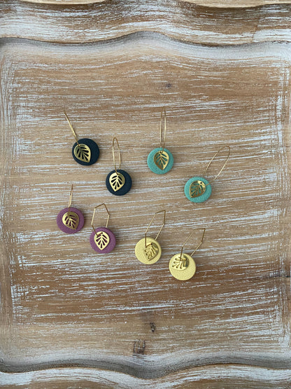 Gold Leaf Hoop Earrings