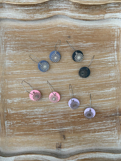 Silver Mandala Hoop Earrings