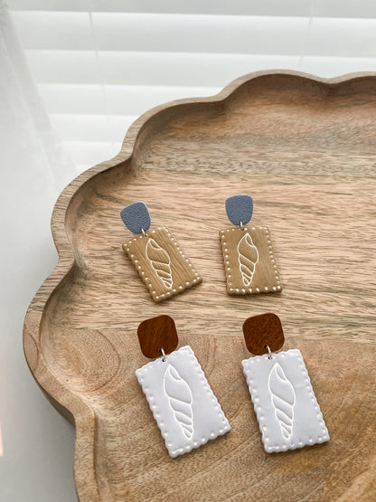 Seashell polymer clay earrings (two styles available)