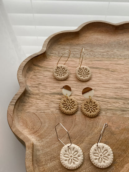 Sand dollar polymer clay earrings (multiple available)
