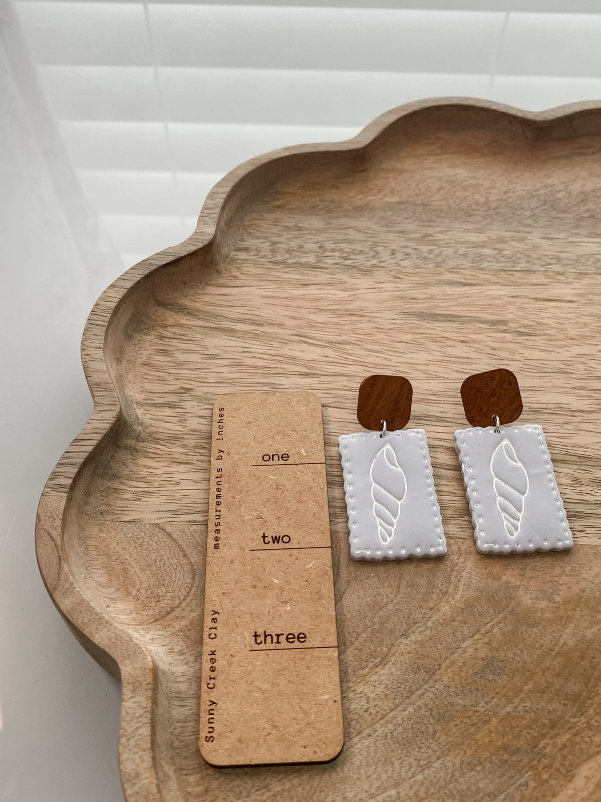 Seashell polymer clay earrings (two styles available)