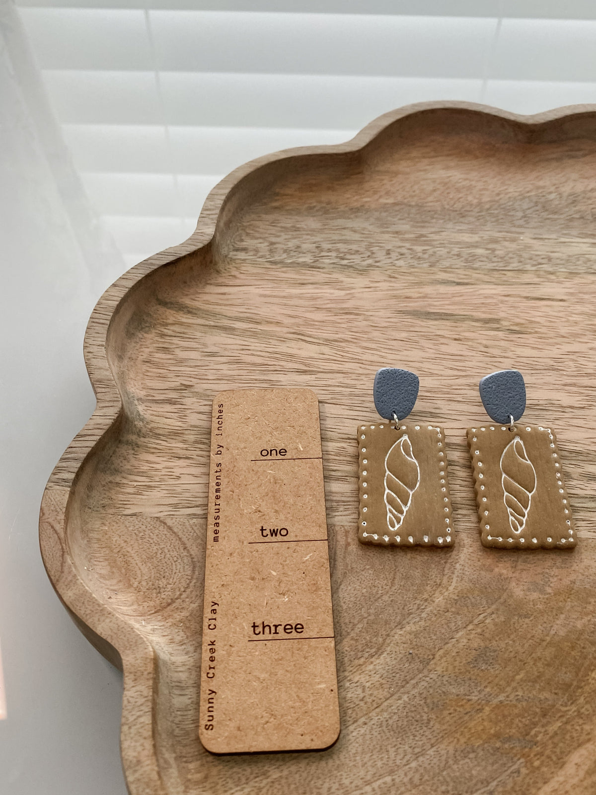 Seashell polymer clay earrings (two styles available)