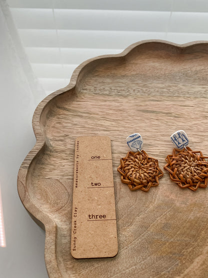 Coastal rattan handmade polymer clay earrings
