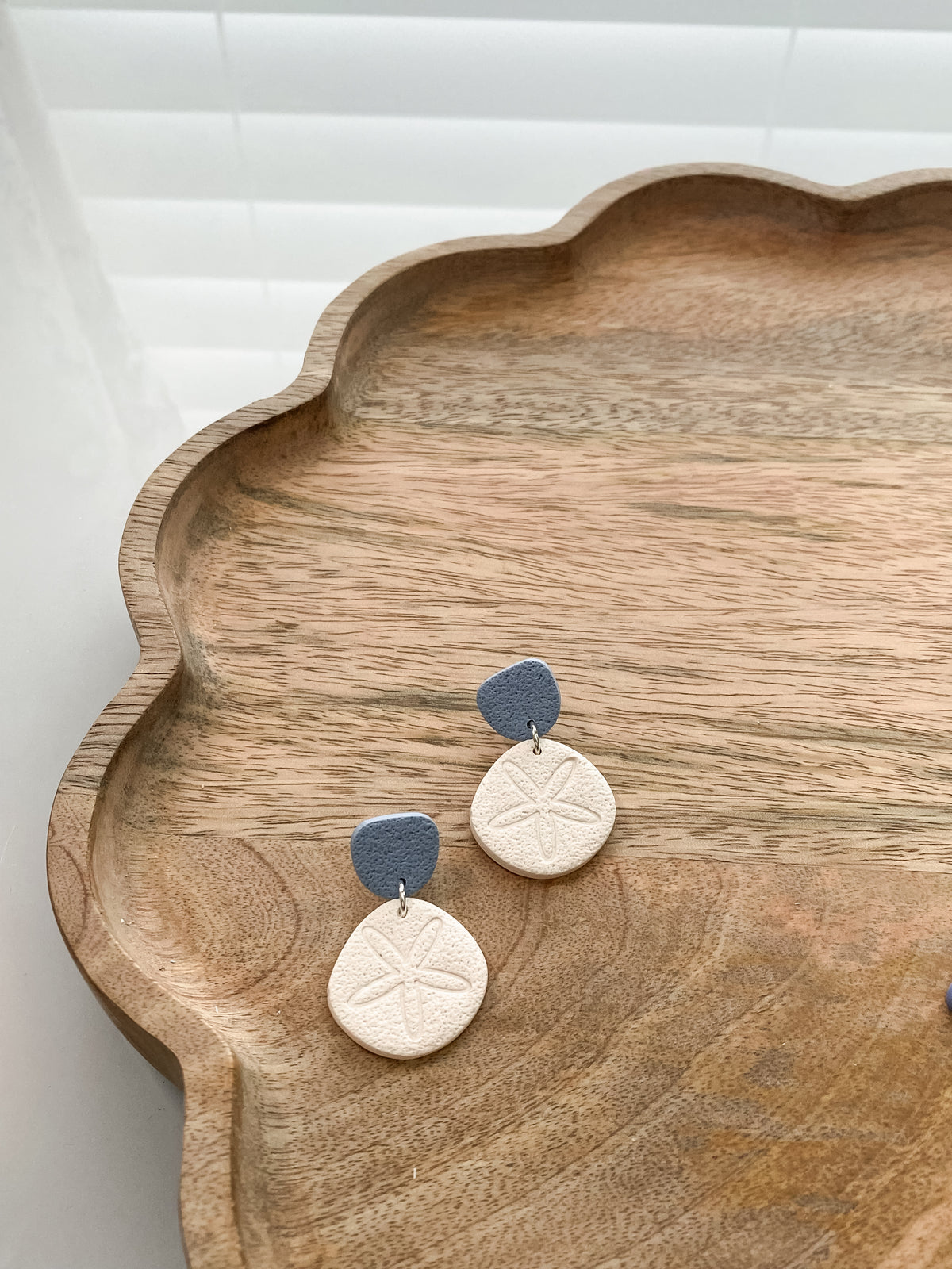 Coastal sand dollar polymer clay earrings