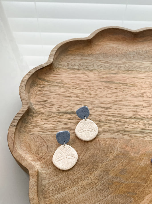 Coastal sand dollar polymer clay earrings