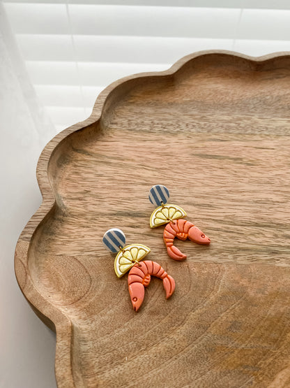Shrimp boil handmade polymer clay earrings
