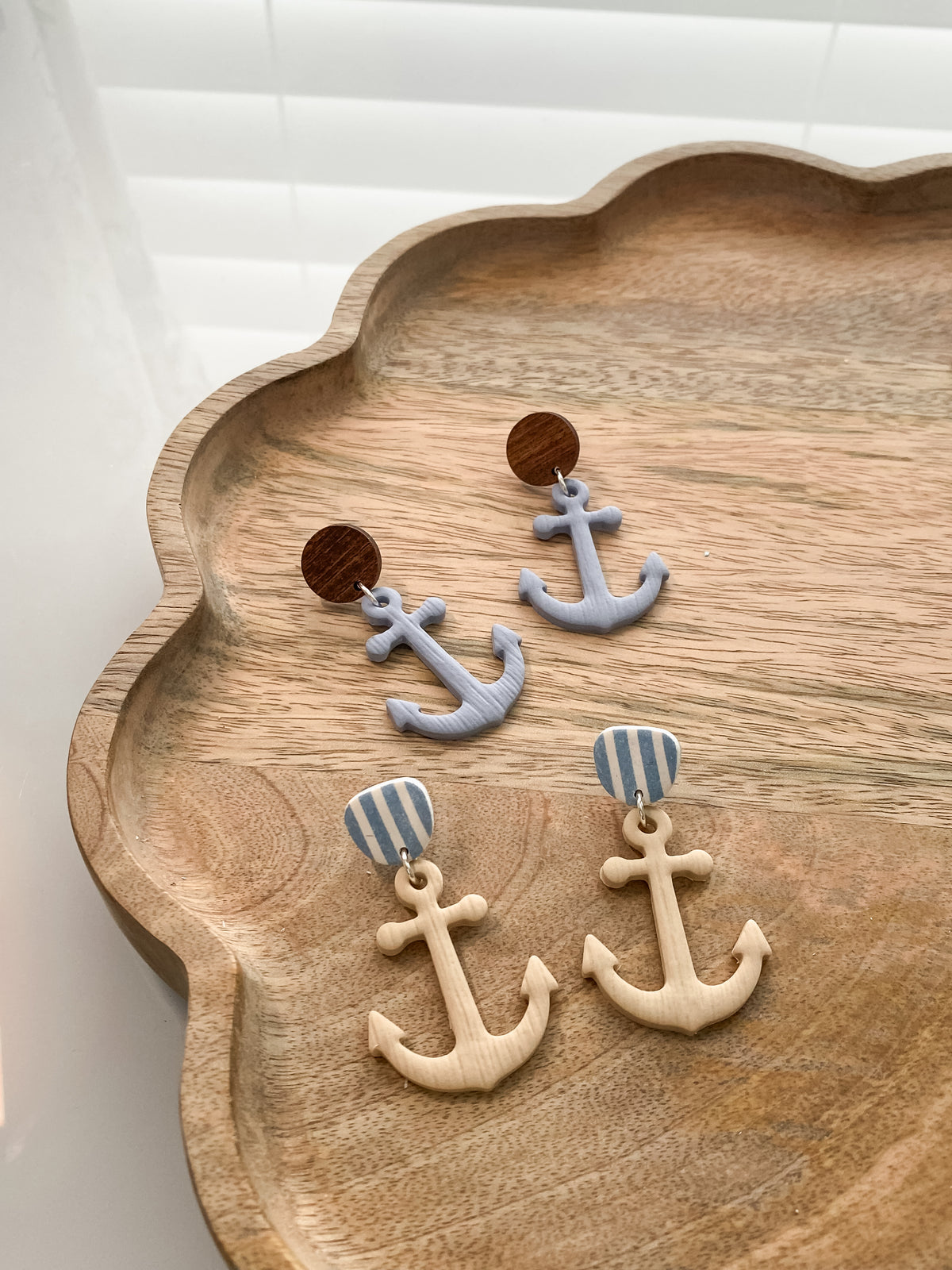Coastal anchor polymer clay earrings (two styles available)