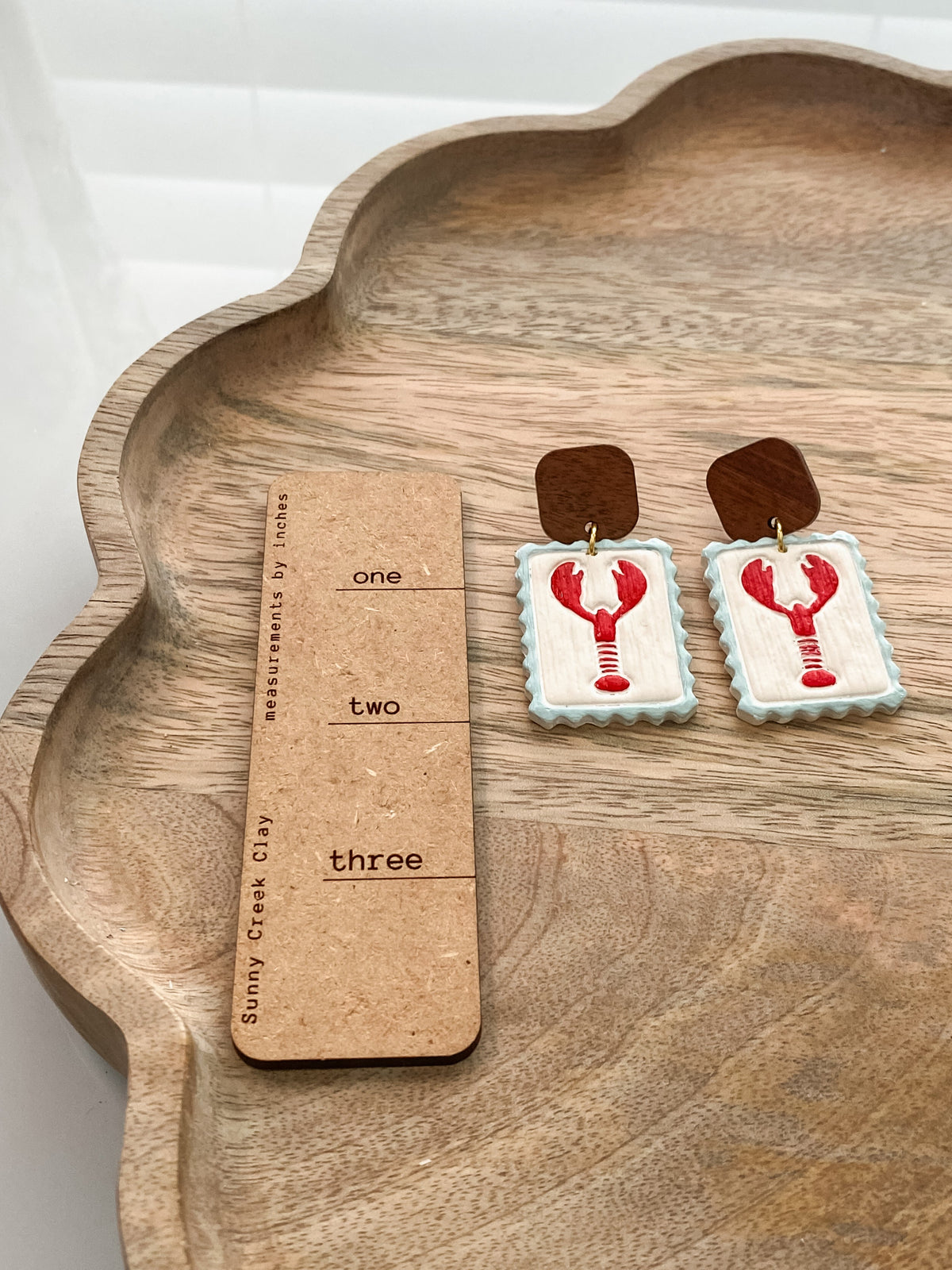Coastal lobster polymer clay earrings (two styles available)