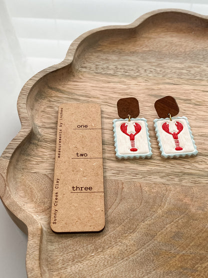 Coastal lobster polymer clay earrings (two styles available)