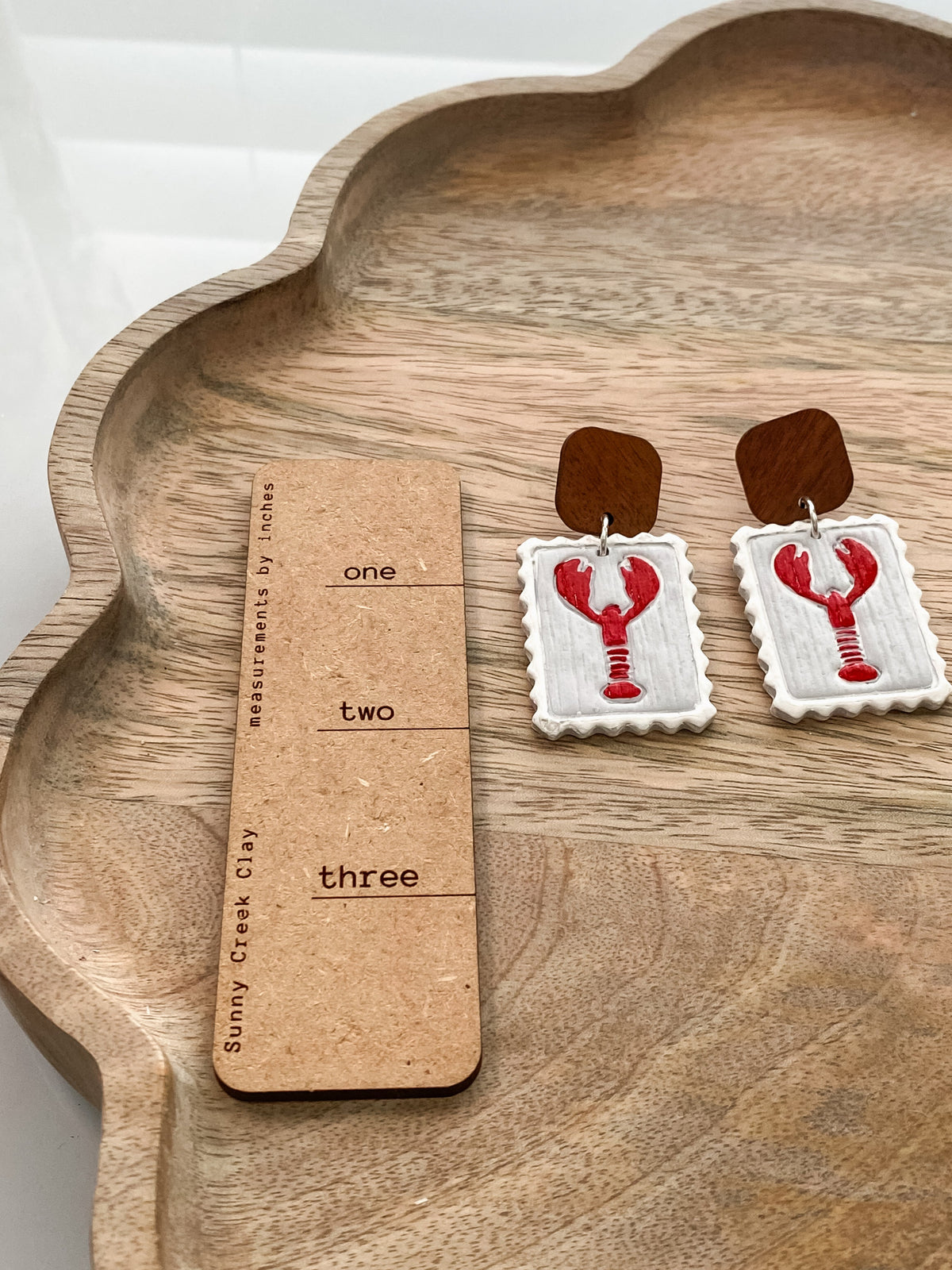 Coastal lobster polymer clay earrings (two styles available)