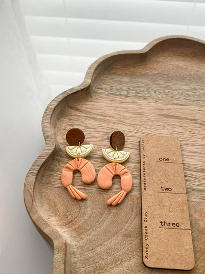 Shrimp polymer clay earrings (multiple styles available)