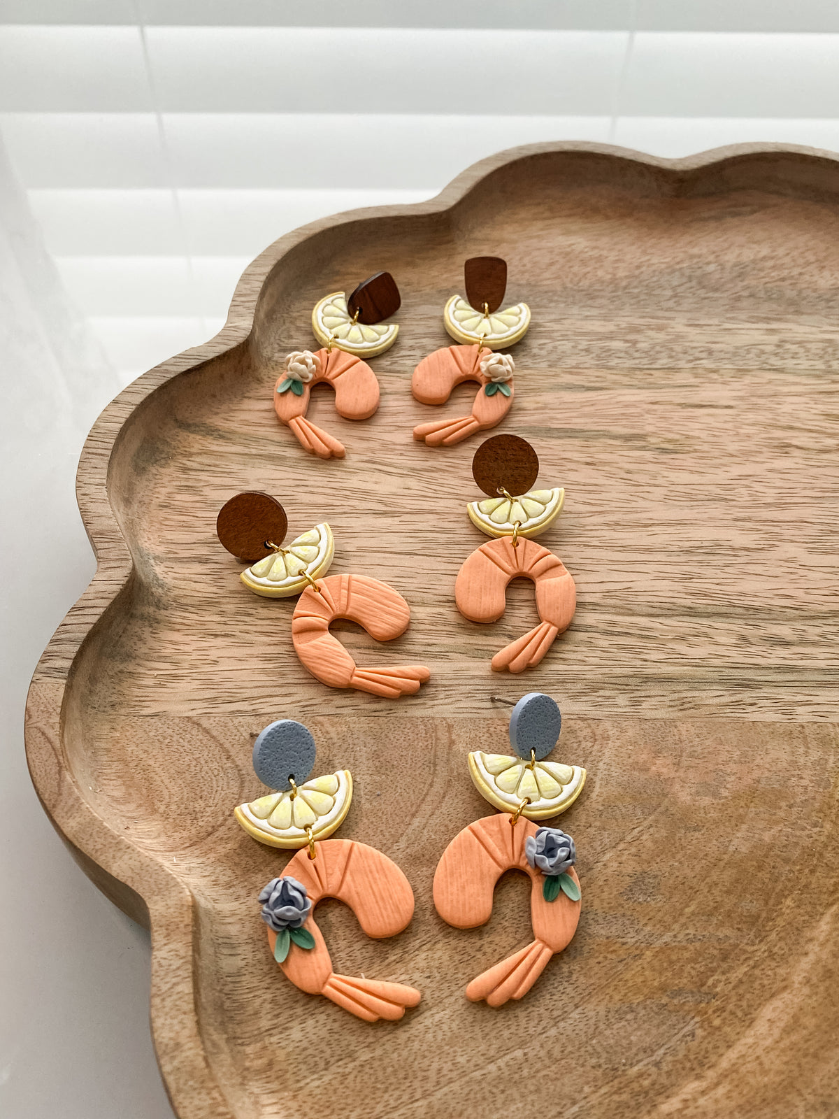 Shrimp polymer clay earrings (multiple styles available)