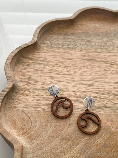 Coastal wave handmade polymer clay earrings