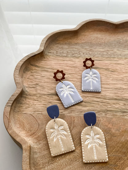 Palm tree polymer clay earrings (two styles available)