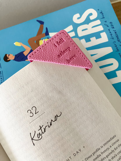 Pink handmade polymer clay corner bookmark