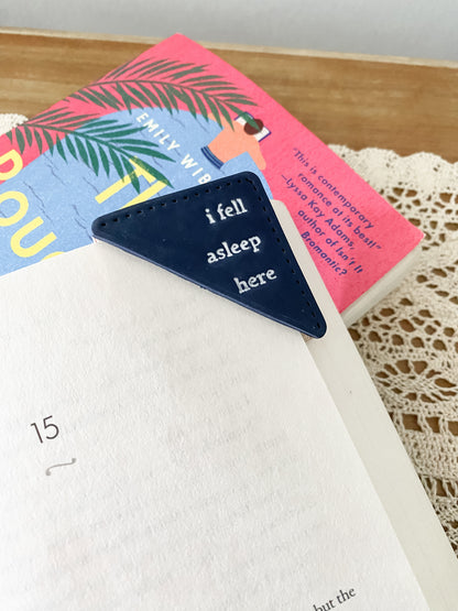 Blue & Tan handmade polymer clay corner bookmark