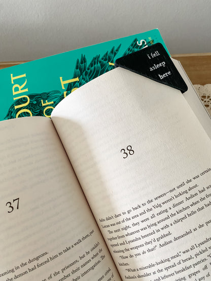 Black handmade polymer clay corner bookmark