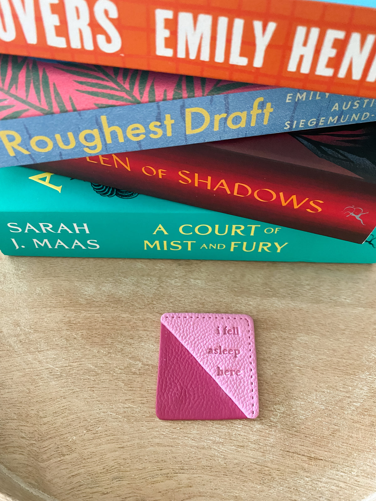 Pink handmade polymer clay corner bookmark