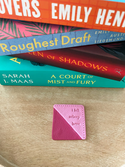 Pink handmade polymer clay corner bookmark