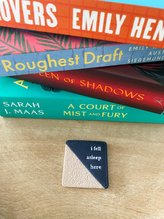 Blue & Tan handmade polymer clay corner bookmark
