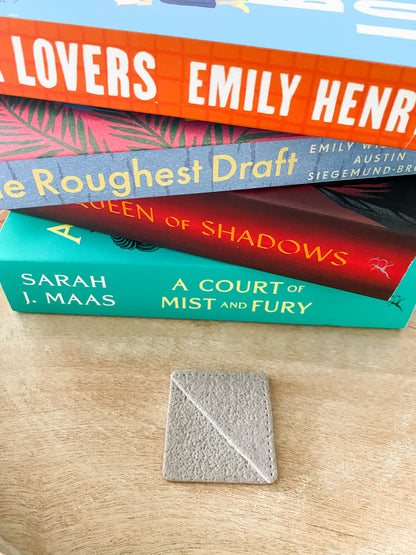 Grey handmade polymer clay corner bookmark