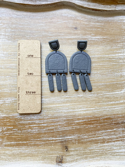 Grey handmade polymer clay earring collection