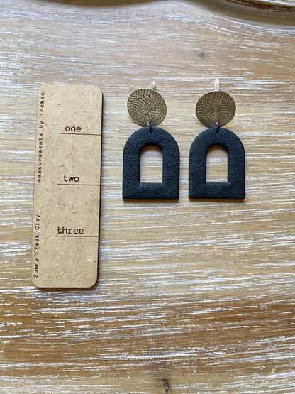Large black arch handmade polymer clay earrings (two styles available)