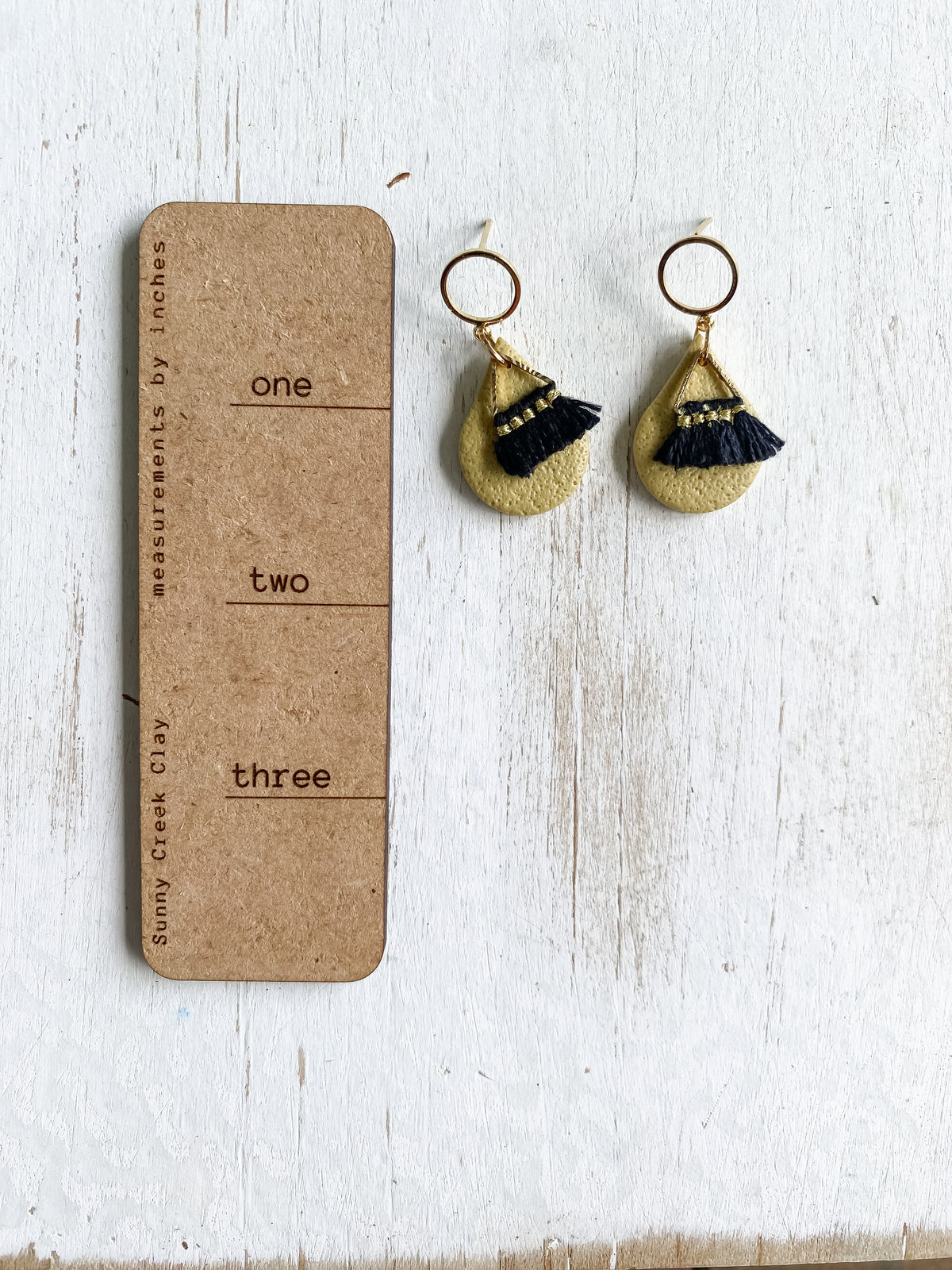 Yellow handmade polymer clay earring collection